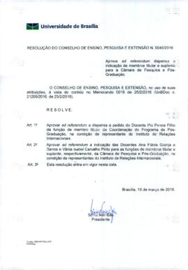 Resolução do Conselho de Ensino, Pesquisa e Extensão nº 0045/2016