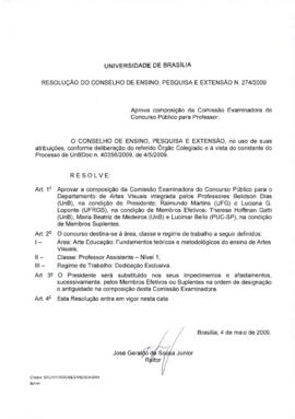 Resolução do Conselho de Ensino, Pesquisa e Extensão nº 0274/2009
