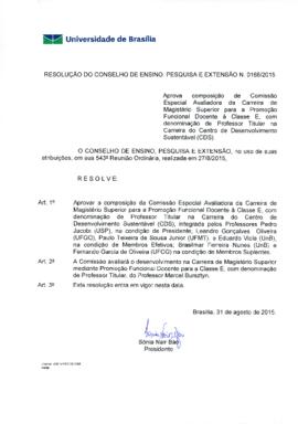 Resolução do Conselho de Ensino, Pesquisa e Extensão nº 0168/2015