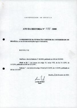 Ato da Reitoria nº 0098/2000