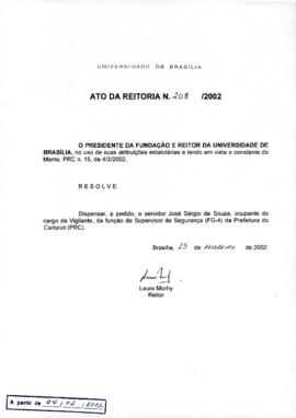 Ato da Reitoria nº 0208/2002