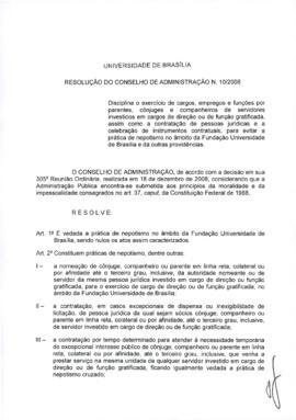 Resolução do Conselho de Administração nº 0010/2008