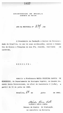 Ato da Reitoria nº 0274/1983