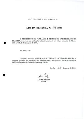 Ato da Reitoria nº 0733/2000