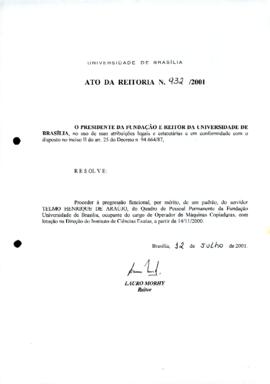 Ato da Reitoria nº 0932/2001