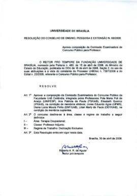 Resolução do Conselho de Ensino, Pesquisa e Extensão nº 0068/2008