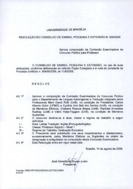 Resolução do Conselho de Ensino, Pesquisa e Extensão nº 0509/2009