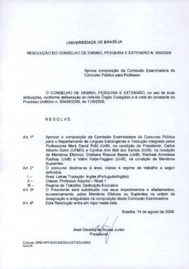 Resolução do Conselho de Ensino, Pesquisa e Extensão nº 0509/2009