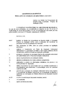 Resolução do Conselho Universitário nº 0031/2013