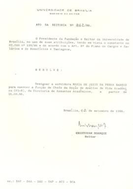 Ato da Reitoria nº 0362/1986