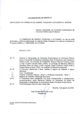 Resolução do Conselho de Ensino, Pesquisa e Extensão nº 0492/2009