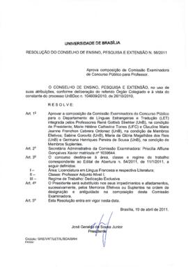 Resolução do Conselho de Ensino, Pesquisa e Extensão nº 0056/2011