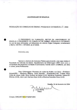 Resolução do Conselho de Ensino, Pesquisa e Extensão nº 0013/2004