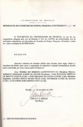 Resolução do Conselho de Ensino, Pesquisa e Extensão nº 0191/1996