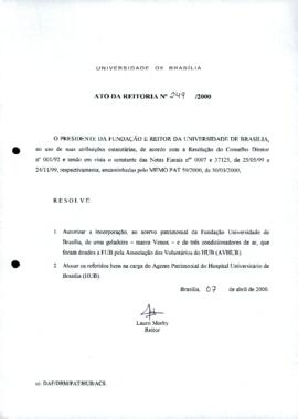 Ato da Reitoria nº 0249/2000