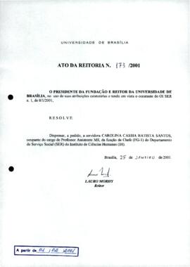 Ato da Reitoria nº 0173/2001