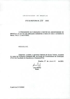 Ato da Reitoria nº 0039/2003