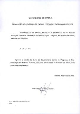 Resolução do Conselho de Ensino, Pesquisa e Extensão nº 0271/2009