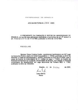 Ato da Reitoria nº 1566/2003