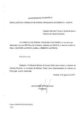 Resolução do Conselho de Ensino, Pesquisa e Extensão nº 0142/2010