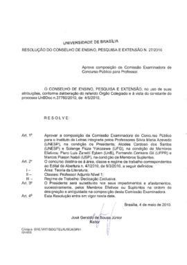 Resolução do Conselho de Ensino, Pesquisa e Extensão nº 0027/2010