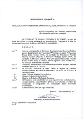 Resolução do Conselho de Ensino, Pesquisa e Extensão nº 0192/2011