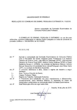 Resolução do Conselho de Ensino, Pesquisa e Extensão nº 0115/2010