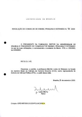 Resolução do Conselho de Ensino, Pesquisa e Extensão nº 0050/2003