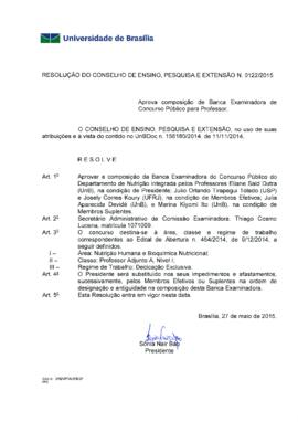 Resolução do Conselho de Ensino, Pesquisa e Extensão nº 0122/2015