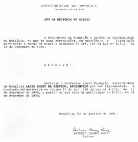 Ato da Reitoria nº 0018/1991