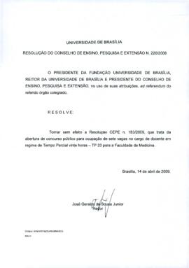 Resolução do Conselho de Ensino, Pesquisa e Extensão nº 0220/2009