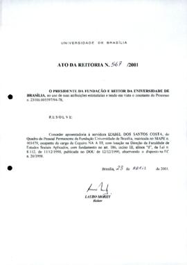 Ato da Reitoria nº 0567/2001