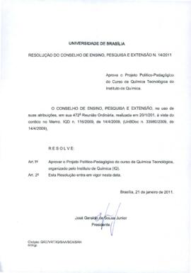 Resolução do Conselho de Ensino, Pesquisa e Extensão nº 0014/2011