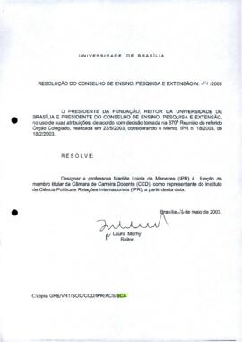 Resolução do Conselho de Ensino, Pesquisa e Extensão nº 0034/2003