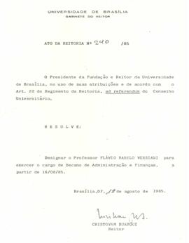 Ato da Reitoria nº 0240/1985