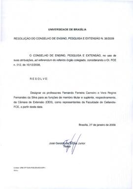 Resolução do Conselho de Ensino, Pesquisa e Extensão nº 0038/2009