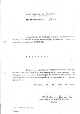 Ato da Reitoria nº 0089/1978