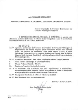 Resolução do Conselho de Ensino, Pesquisa e Extensão nº 0278/2009