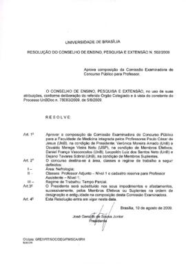 Resolução do Conselho de Ensino, Pesquisa e Extensão nº 0502/2009