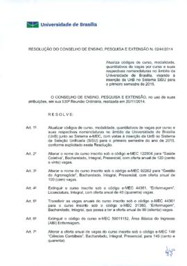 Resolução do Conselho de Ensino, Pesquisa e Extensão nº 0244/2014