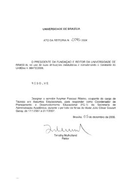 Ato da Reitoria nº 2095/2006