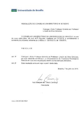 Resolução do Conselho Universitário nº 0016/2015