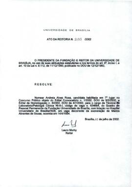 Ato da Reitoria nº 1133/2002