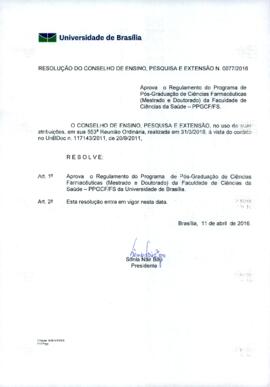 Resolução do Conselho de Ensino, Pesquisa e Extensão nº 0077/2016