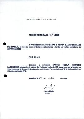 Ato da Reitoria nº 0457/2000
