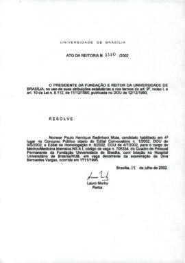 Ato da Reitoria nº 1110/2002