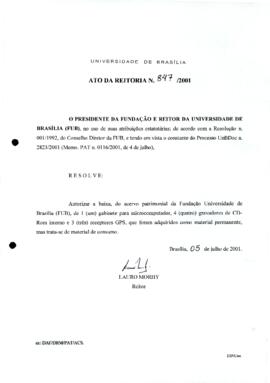 Ato da Reitoria nº 0847/2001