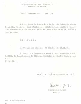 Ato da Reitoria nº 0281/1985