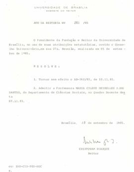 Ato da Reitoria nº 0281/1985