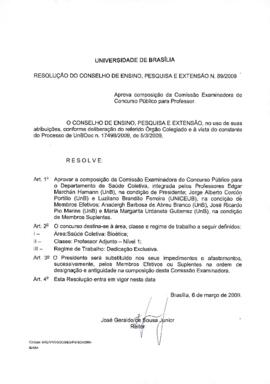 Resolução do Conselho de Ensino, Pesquisa e Extensão nº 0089/2009